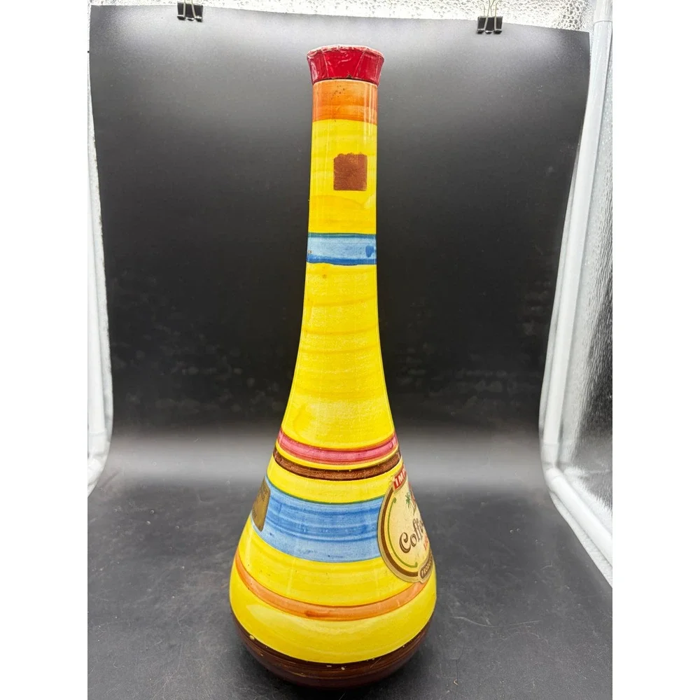 Vintage Coffee House Liqueur Decanter Hand Painted Secla Portugal Ceramic Bottle